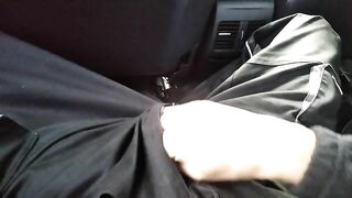 Dirty Man Masturbating Big Fat Cock in Car at Work Break