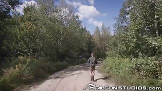 Bearded Stud Gets Ass Plowed by Stranger in the Woods Falcon Studios - BussyHunter.com