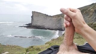 Big Beautiful Big Fat Cock Gets Handjob in Public with Gorgeous Sea Views Jomilove - BussyHunter.com