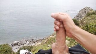 Big Beautiful Big Fat Cock Gets Handjob in Public with Gorgeous Sea Views Jomilove - BussyHunter.com