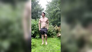 homemade gay porn - Draconblue - Naked and multiple cum in the rain