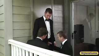 hot threesome while wedding party waits