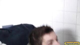 gay and straight brothers sucking cock and gives anal fucking inside the bathroom