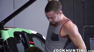 big dick hunks barebacking and hammering in car garage