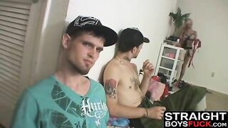 blonde slut taking a dick while the dude watches and wanks