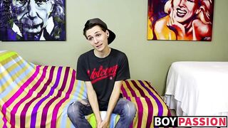 new cute and horny twink trey bentley interview and jack off2