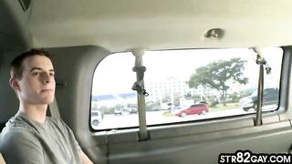 str8 hunk tricked into gay blowjob in pickup van by twink