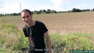 skinny euro stud picked up and pov drilled outdoor 4 cash