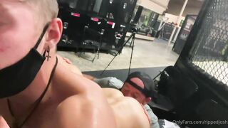 Josh & Zach and fan Asslicker in Gym - Bussyhunter.com - Gay Porn