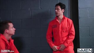 two hot inmates garrett cooper and rafael alencar make out inside the jail