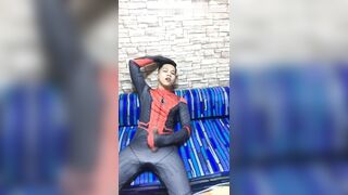 chinese handsome spiderman solo masturbation