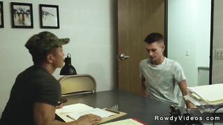 young recruit suck and fucks two cocks