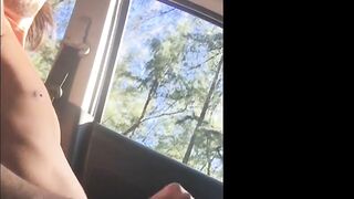sexy amateur films while jacking and stroking in his car