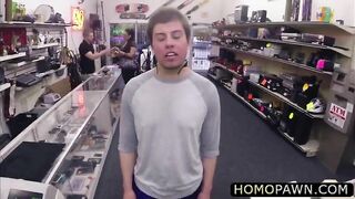 hot college teen guy gets his ass fucked around with straight huge cock in the shop