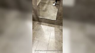 StepBrothers - Big bro shows his cock in the mirror in public bathroom - 48 secs - Bussyhunter.com - Gay Porn