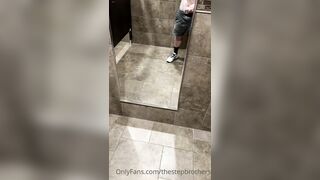 StepBrothers - Big bro shows his cock in the mirror in public bathroom - 48 secs - Bussyhunter.com - Gay Porn