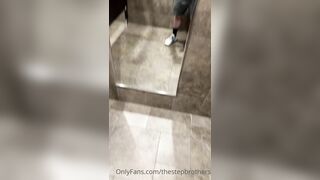 StepBrothers - Big bro shows his cock in the mirror in public bathroom - 48 secs - Bussyhunter.com - Gay Porn