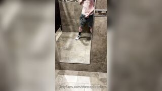 StepBrothers - Big bro shows his cock in the mirror in public bathroom - 48 secs - Bussyhunter.com - Gay Porn