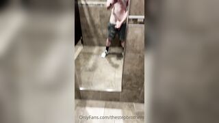 StepBrothers - Big bro shows his cock in the mirror in public bathroom - 48 secs - Bussyhunter.com - Gay Porn