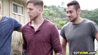 twink stepbrothers pick random stranger for some action