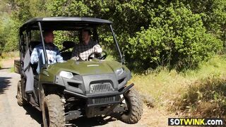 stud gays blowjob and anal on the farm on the tractor