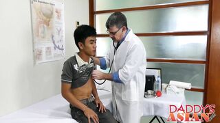 asian twink barebacks with mature deviant in doctors office