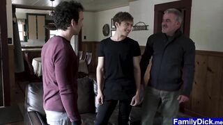 cute gay stepson teen involved in a family threesome