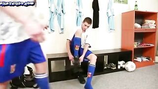 group soccer blowjob bareback sex cumfacial in locker room