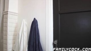 bathroom gay sex with stepdad and his twink son after shower