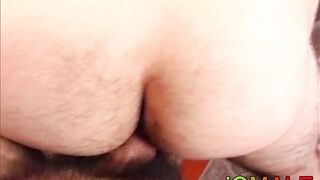 bearded latino masturbates while he is bare penetrated doggy