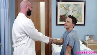 andrew day takes two masculine doctors big hard cocks in threesome