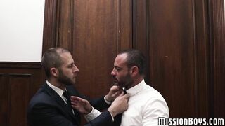 muscular mormon homo sucks dick before cumming from bareback