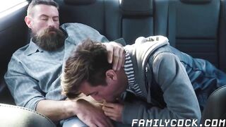 daddy bare impales his stepson doggy style while in the car