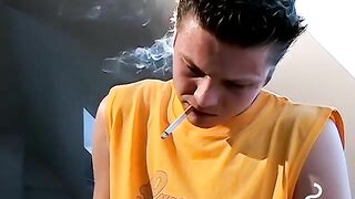 young stone likes to smoke while reading porn while wanking