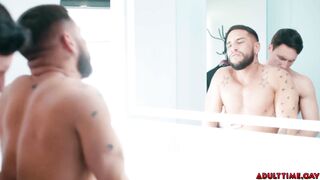 gay cheaters almost caught fucking in the bathroom