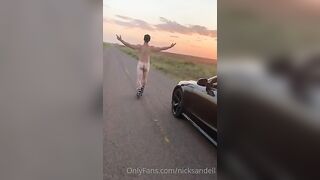 Rollerblading and hanging out nude in the middle of nowhere Nick Sandell - BussyHunter.com