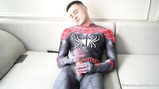 Jerking off while wearing my Spider Man costume Max Barz max_barz - BussyHunter.com