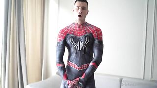 Jerking off while wearing my Spider Man costume Max Barz max_barz - BussyHunter.com