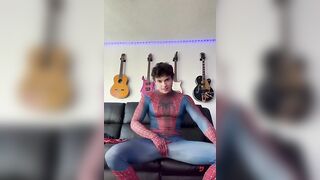 Wearing my Spider Man costume and jerking off CJ Clark cjclarkofficial - BussyHunter.com