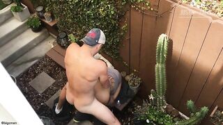 2018.10.2 - Big C Breeds Local Latino Bud Outside In Back Yard - BussyHunter.com (Gay Porn Videos)