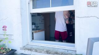 Hoping the neighbours get distracted by my mates tattoos while i eat his hole - BussyHunter.com (Gay Porn Videos)