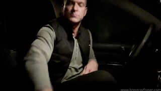 Brent Ray Fraser - Naked Jerk off in the car at night - BussyHunter.com (Gay Home Porn Videos)
