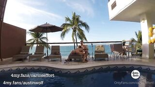  Carlos Effort Austin Wolf Fucks Me by the Pool-Outdoor Bareback BussyHunter.com (Gay Porn Videos xxxx)