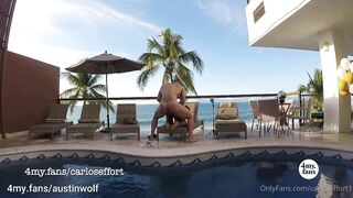  Carlos Effort Austin Wolf Fucks Me by the Pool-Outdoor Bareback BussyHunter.com (Gay Porn Videos xxxx)
