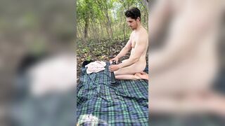 Draconblue Naked Jerk off with Big Dildo in the woods BussyHunter.com (Gay Porn Videos xxxx)