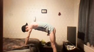 very skinny twink with a cap strokes his cock while wearing a tank top peter bony - BussyHunter.com (Gay Porn Videos xxx)