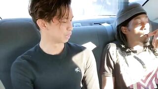 asian collage guy gets a massive black dick in the backseat of the car - BussyHunter.com (Gay Porn Videos xxx)