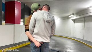 Sexy muscled man fucked by arab guy in the parking lot - gay sex porn videos