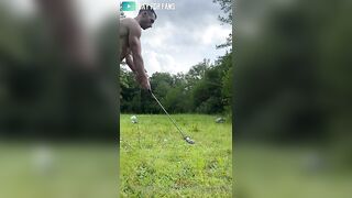 Hitting some golf balls while showing off my naked body Gerard Colville striker278278 - Gay Fans BussyHunter.com