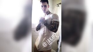 Getting wet in the shower while wearing a white shirt Jakipz - Gay Fans BussyHunter.com